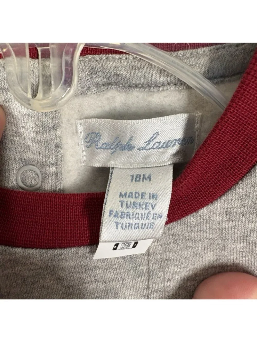 Ralph Lauren Kids 18M Gray Colorblock Polo Bear Fleece Coverall Romper NWT